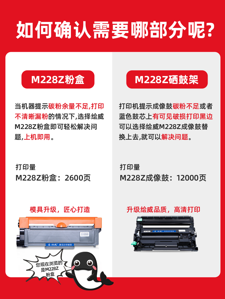 绘威M228Z易加粉粉盒 适用富士施乐M228b M228db M268dw M268z P228b P228db 268dw打印机墨盒M225dw P225db