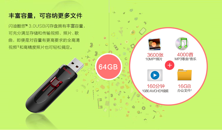 闪迪(SanDisk)256GB USB3.0 U盘 CZ600酷悠 黑色 USB3.0入门优选 时尚办公必备
