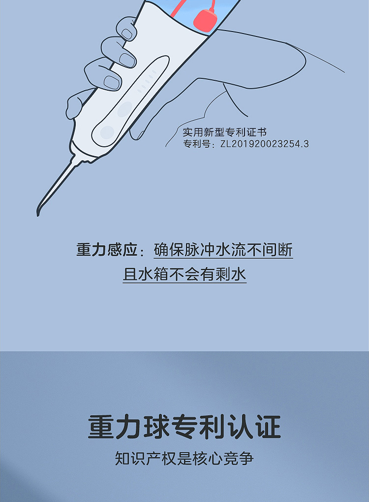 美的（Midea）冲牙器便携式洗牙器水牙线洁牙器  5档模式 4种专业喷嘴MC-BJ0101