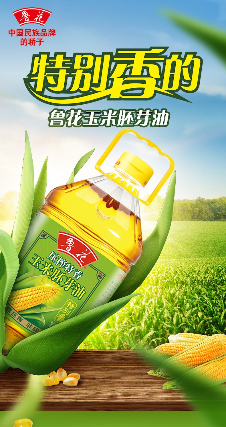 鲁花压榨特香玉米胚芽油（原压榨玉米油）900ml*2