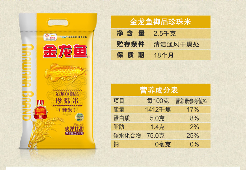 金龙鱼御品珍珠米2.5kg