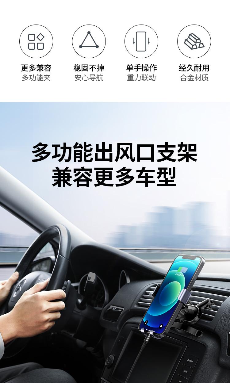 绿联（UGREEN） 车载手机支架 汽车圆形出风口多功能手机架 车用导航架车上手机座  30401