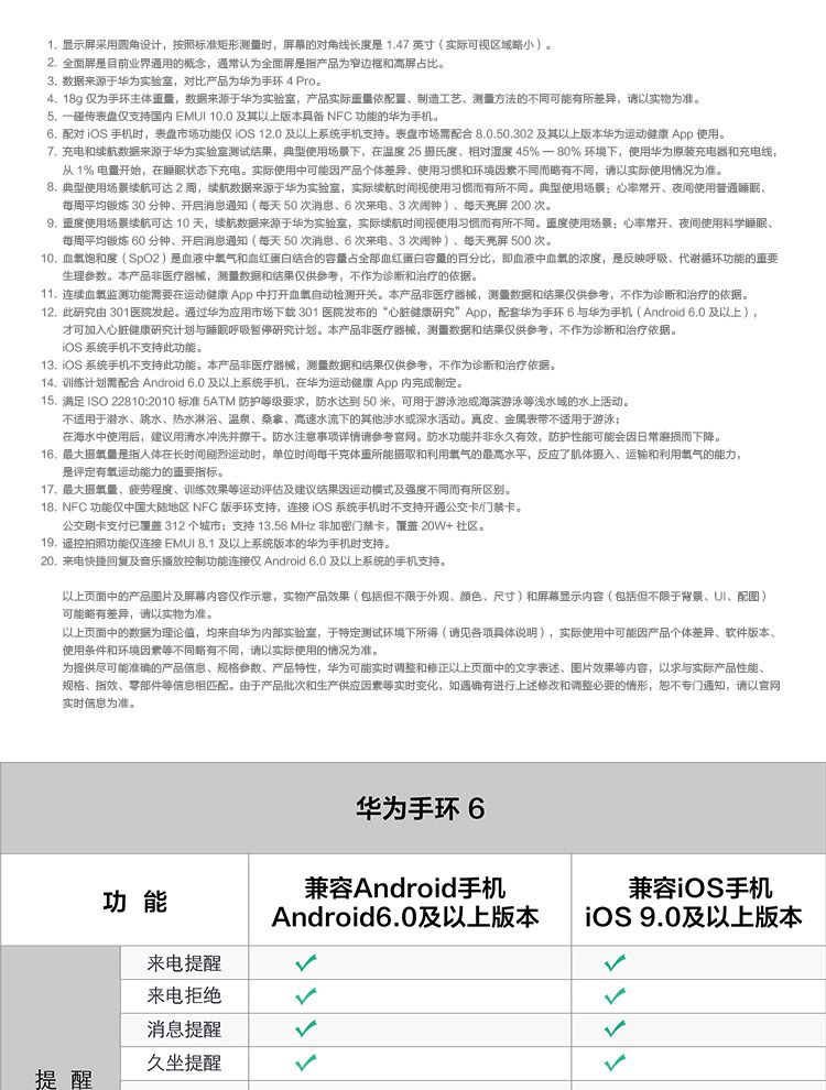 华为（ HUAWEI）手环6 标准版 运动/智能手环 全天候血氧监测/炫彩全面屏/2周长续航/96种运动 青山黛