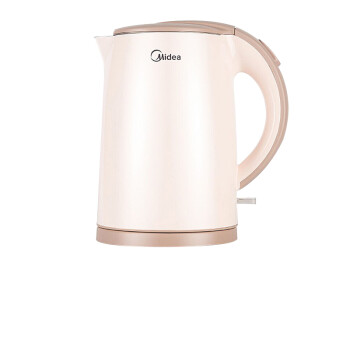 美的（Midea）电水壶/热水瓶1.5L家用双层防烫烧水壶 电水壶 304不锈钢电热水壶H415E2J浅粉色