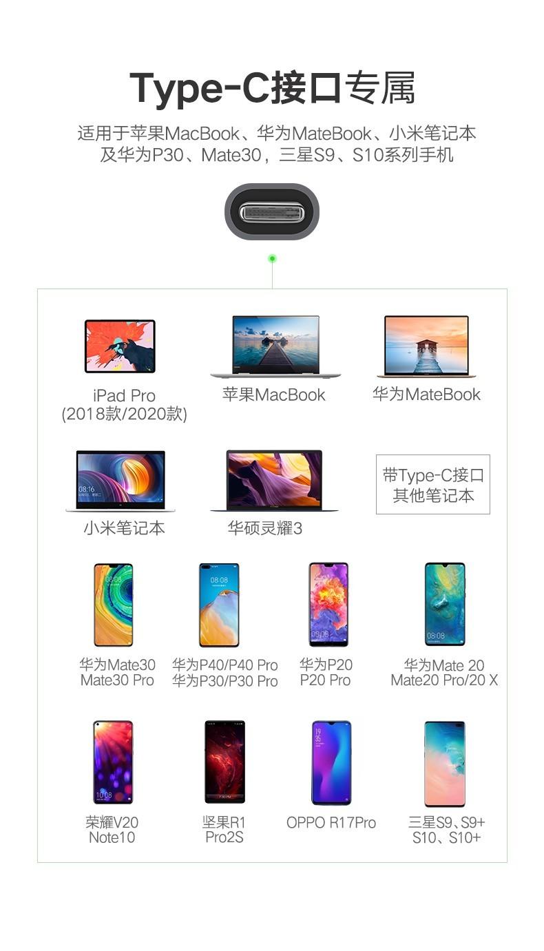 绿联（UGREEN）Type-C扩展坞VGA款USB-C转HDMI转接头拓展坞手机投屏线 50210