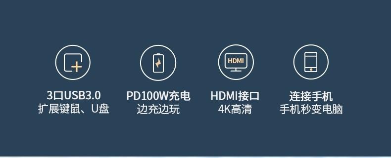 绿联（UGREEN）Type-C扩展坞VGA款USB-C转HDMI转接头拓展坞手机投屏线 50210