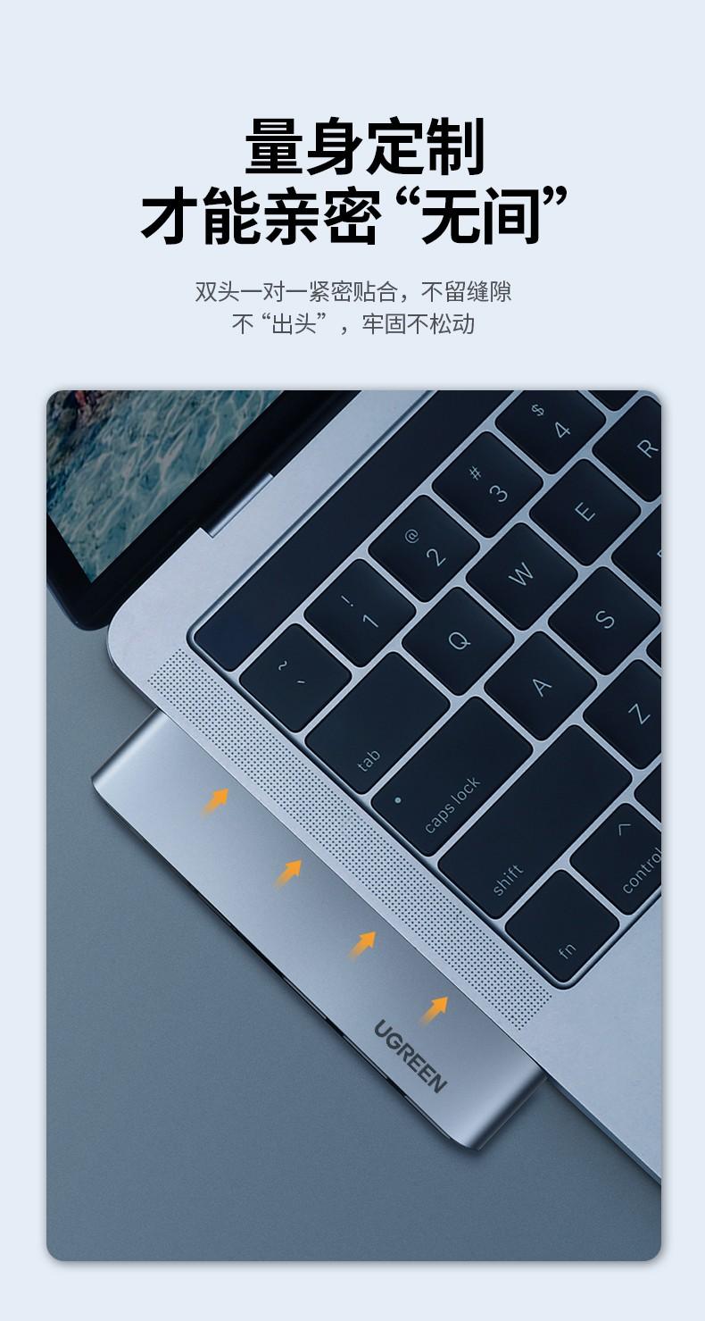 绿联（UGREEN）Type-C扩展坞USB-C转HDMI\/雷电3拓展坞转换器 双C头60560