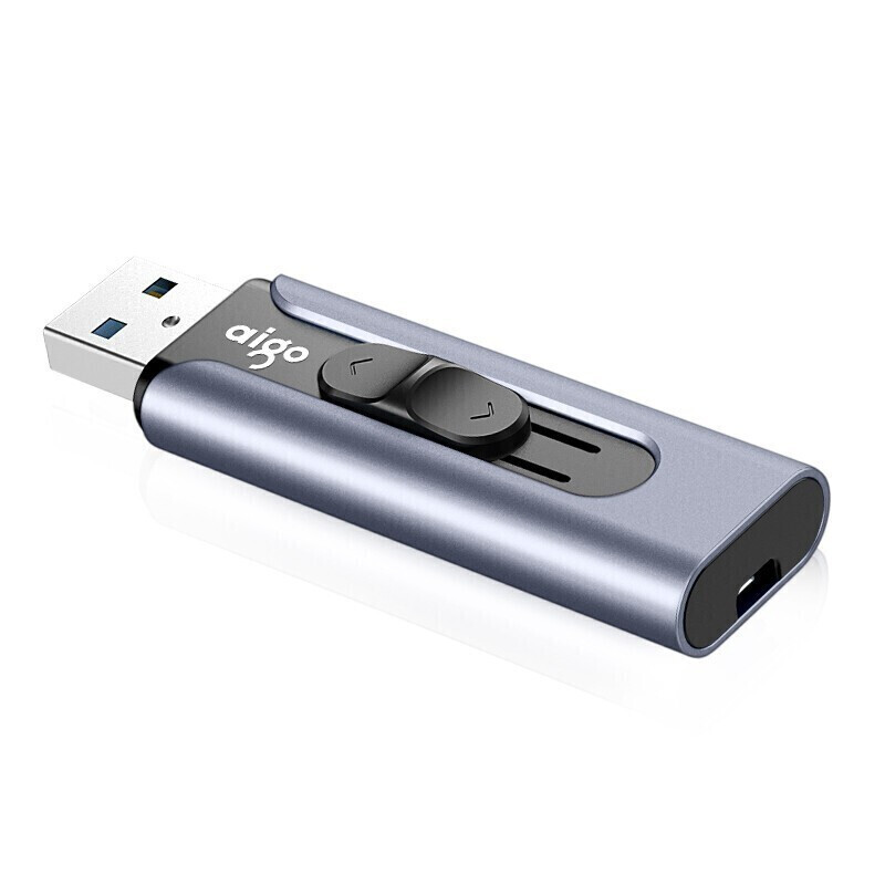 爱国者（aigo）U335 U盘 高速USB3.0 大容量金属迷你U盘 推拉伸缩商务学生优盘 32G