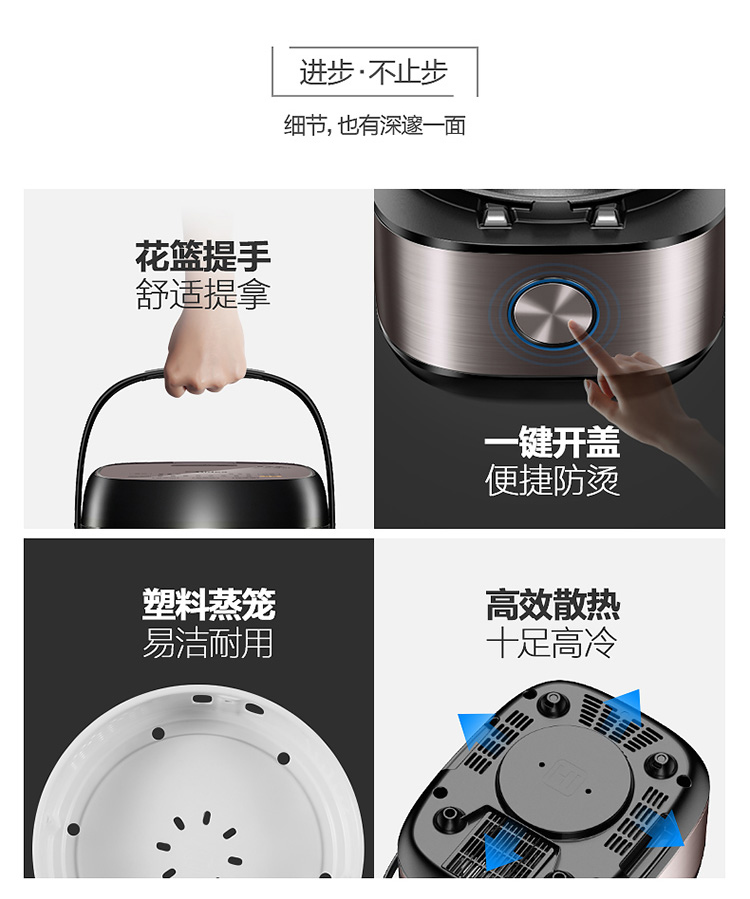 美的（Midea）电饭煲IH 电饭煲  4L 杂粮饭 精钢鼎釜内胆 智能多功能 电蒸饭锅 HS4075