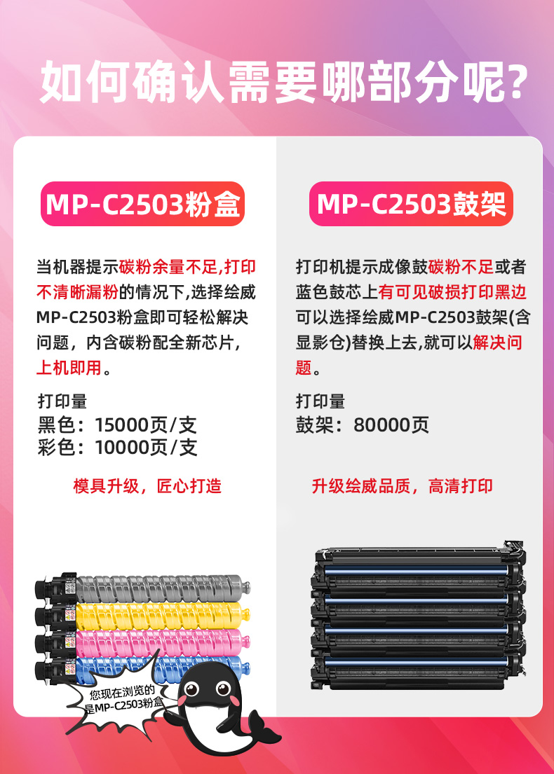 绘威 MP-C2503粉盒 黑色   适用理光Ricoh MP C2003SP C2011SP C2503SP C2503ZSP 1支装