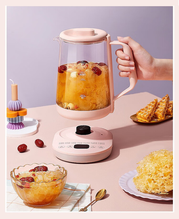 美的（Midea）养生壶（粉色）迷你 养生壶 烧水壶 电热水壶 煮茶壶 花茶壶 电热水壶 MK-YS15X212