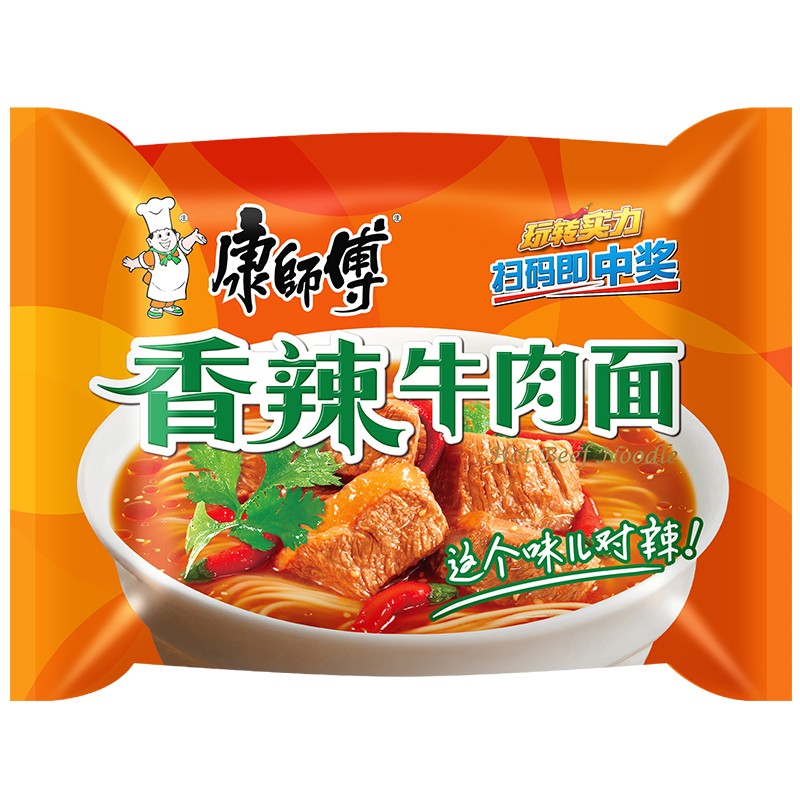康师傅经典袋面香辣牛肉面（1*24袋 整箱装）