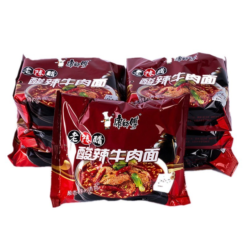 康师傅经典袋面老陈醋酸辣牛肉面（1*24袋 整箱装）