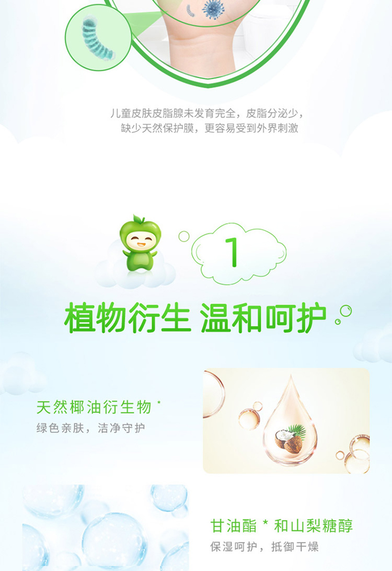 蓝月亮果泡多多青苹果儿童泡泡洗手液200g