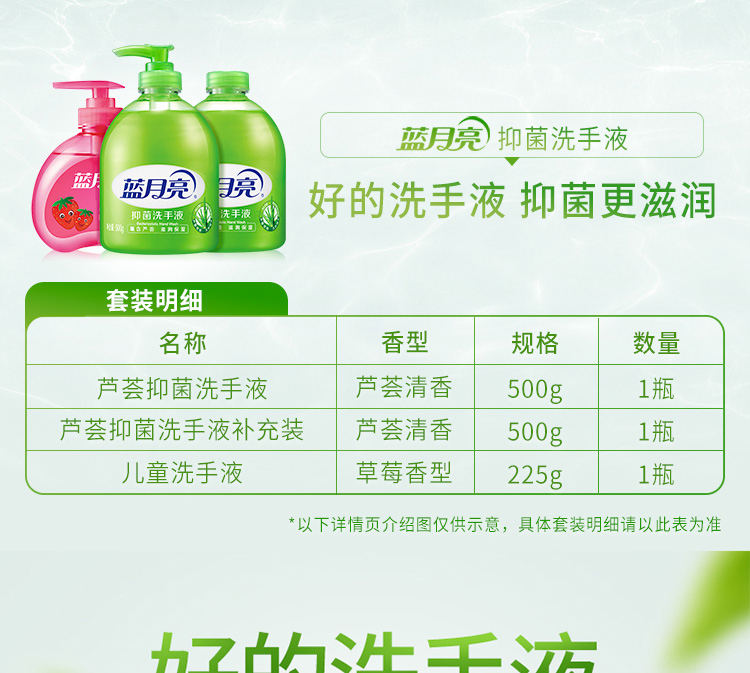 蓝月亮洗手组合芦荟瓶组+草莓儿童洗手液225g