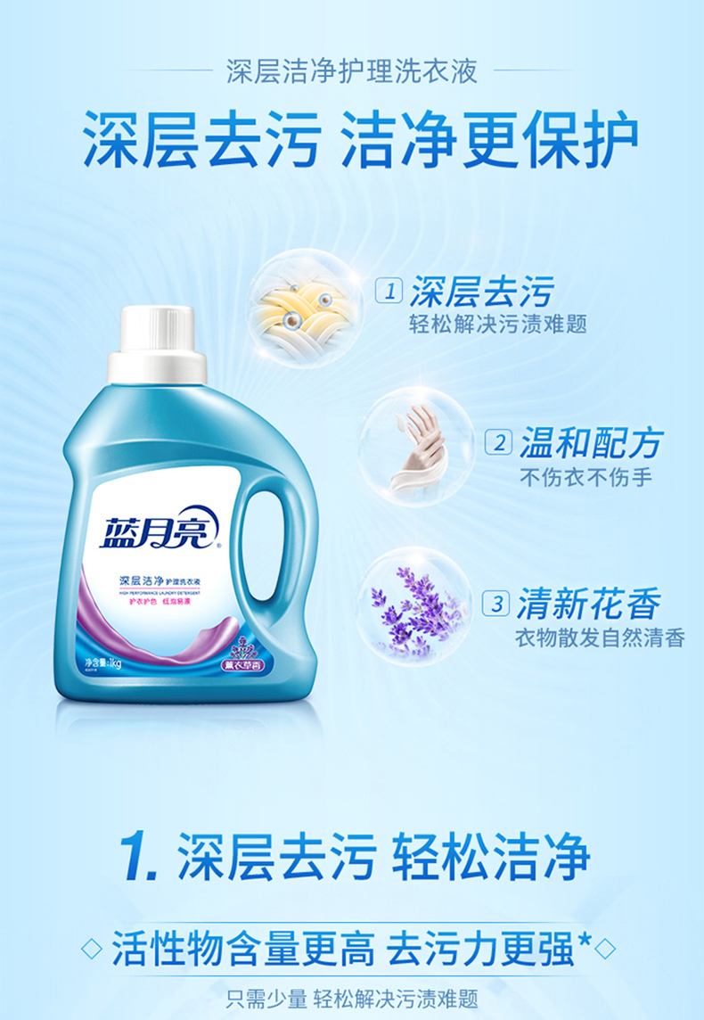 蓝月亮洗衣液套装洁净薰1kg+洁净薰袋1kg*3