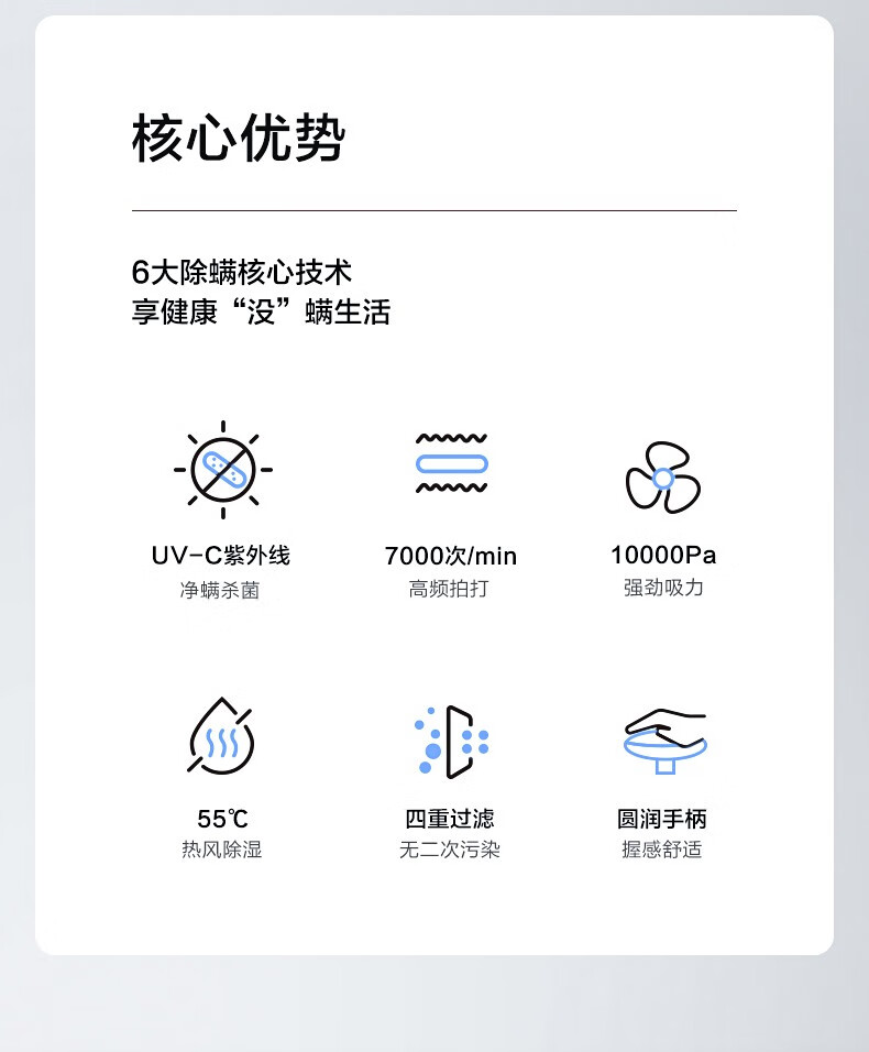 美的（Midea）吸尘器有线手持床上家用吸尘器MT3冰莹粉