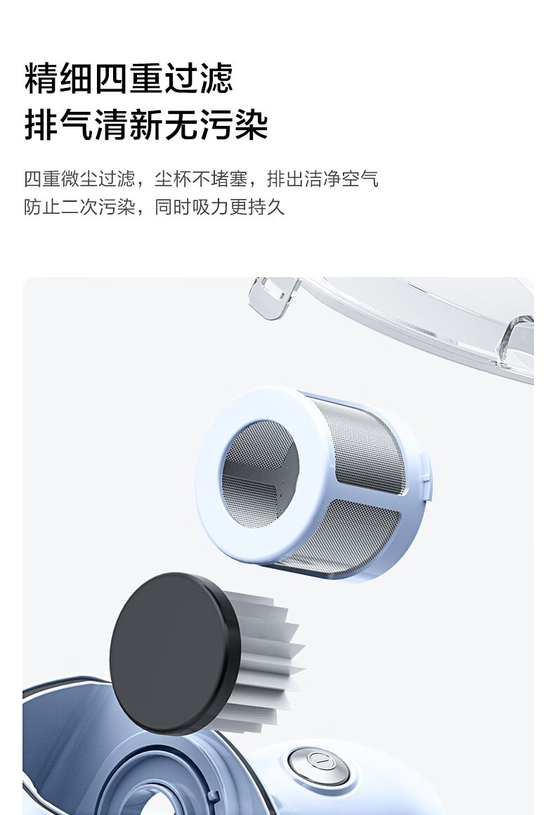 美的（Midea）吸尘器有线手持床上家用吸尘器MT3冰莹粉