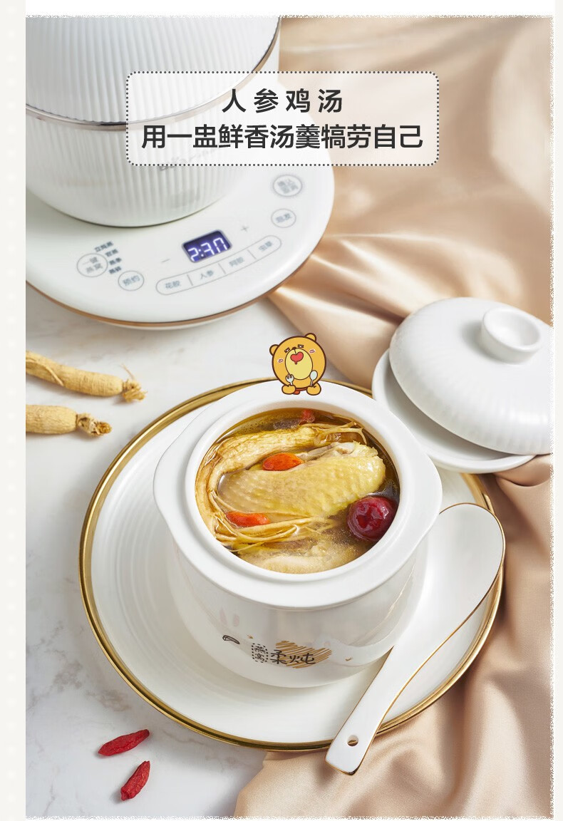 小熊（Bear）电炖盅  DDZ-C06A1 电炖锅 燕窝炖盅隔水炖养生煲自动泡发阿胶参材炖盅 炖盅白色
