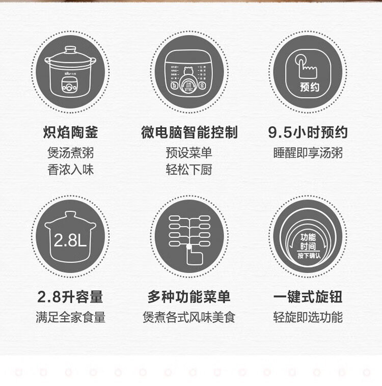 小熊（Bear）电砂锅 电炖锅 DSG-B28C1煲汤锅炖汤锅煮粥锅电炖盅快炖锅宝宝辅食锅高温陶瓷