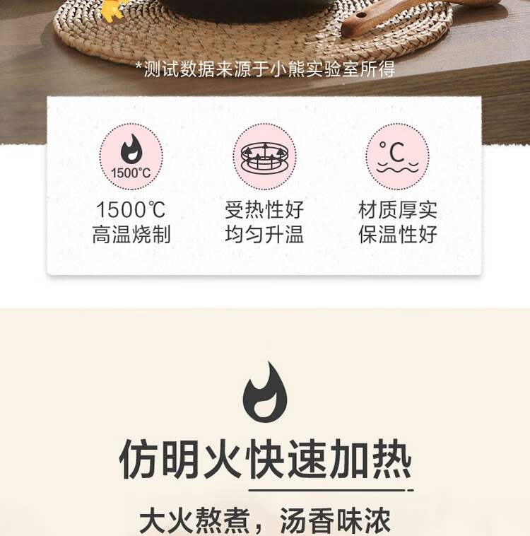 小熊（Bear）电砂锅 电炖锅 DSG-B28C1煲汤锅炖汤锅煮粥锅电炖盅快炖锅宝宝辅食锅高温陶瓷
