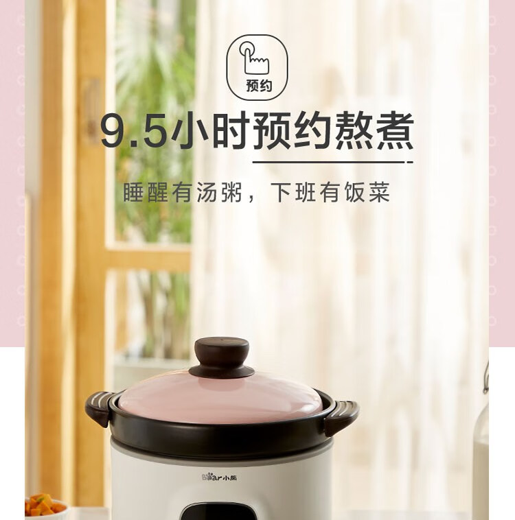 小熊（Bear）电砂锅 电炖锅 DSG-B28C1煲汤锅炖汤锅煮粥锅电炖盅快炖锅宝宝辅食锅高温陶瓷