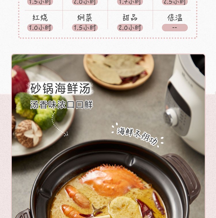 小熊（Bear）电砂锅 电炖锅 DSG-B28C1煲汤锅炖汤锅煮粥锅电炖盅快炖锅宝宝辅食锅高温陶瓷