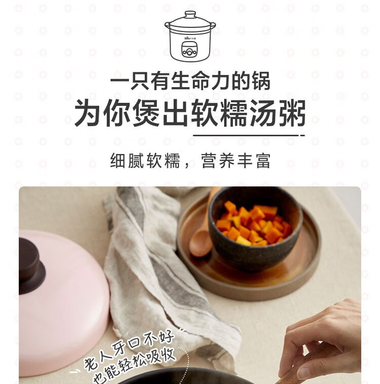 小熊（Bear）电砂锅 电炖锅 DSG-B28C1煲汤锅炖汤锅煮粥锅电炖盅快炖锅宝宝辅食锅高温陶瓷