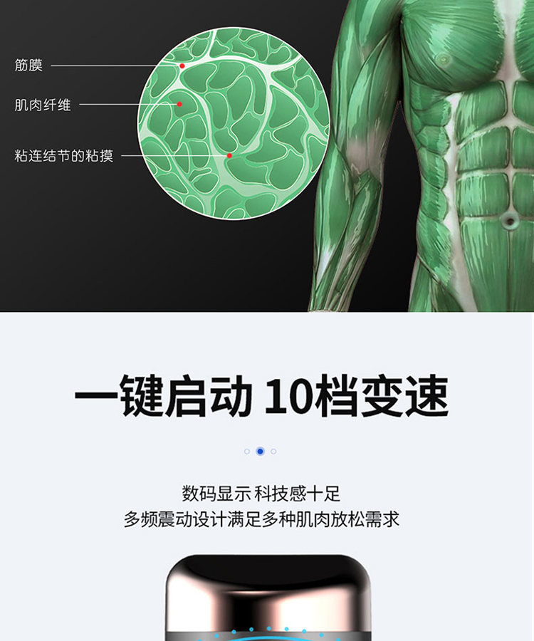 上亨（shangheng）筋膜枪肌肉按摩器颈椎放松仪多功能电动便携健身家用器材液晶无刷款-蓝SHZH-JKJ003
