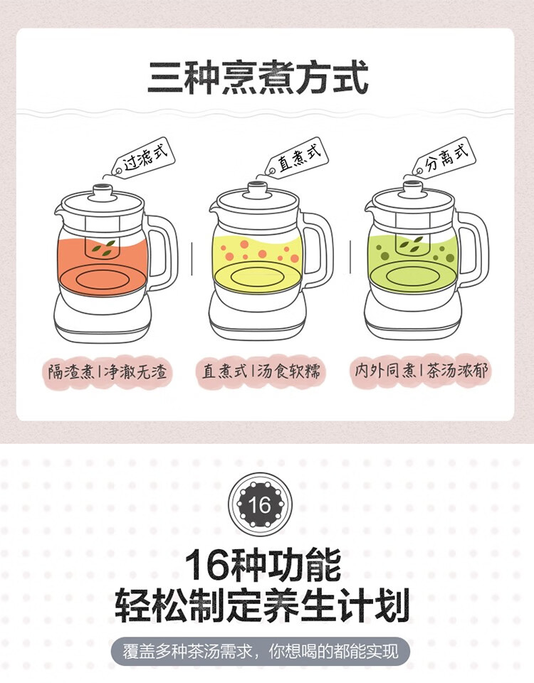 小熊（Bear）养生壶 YSH-A15Z8 煮茶器 电水壶烧水壶1.5L花茶壶  触屏调控-钢化玻璃面板