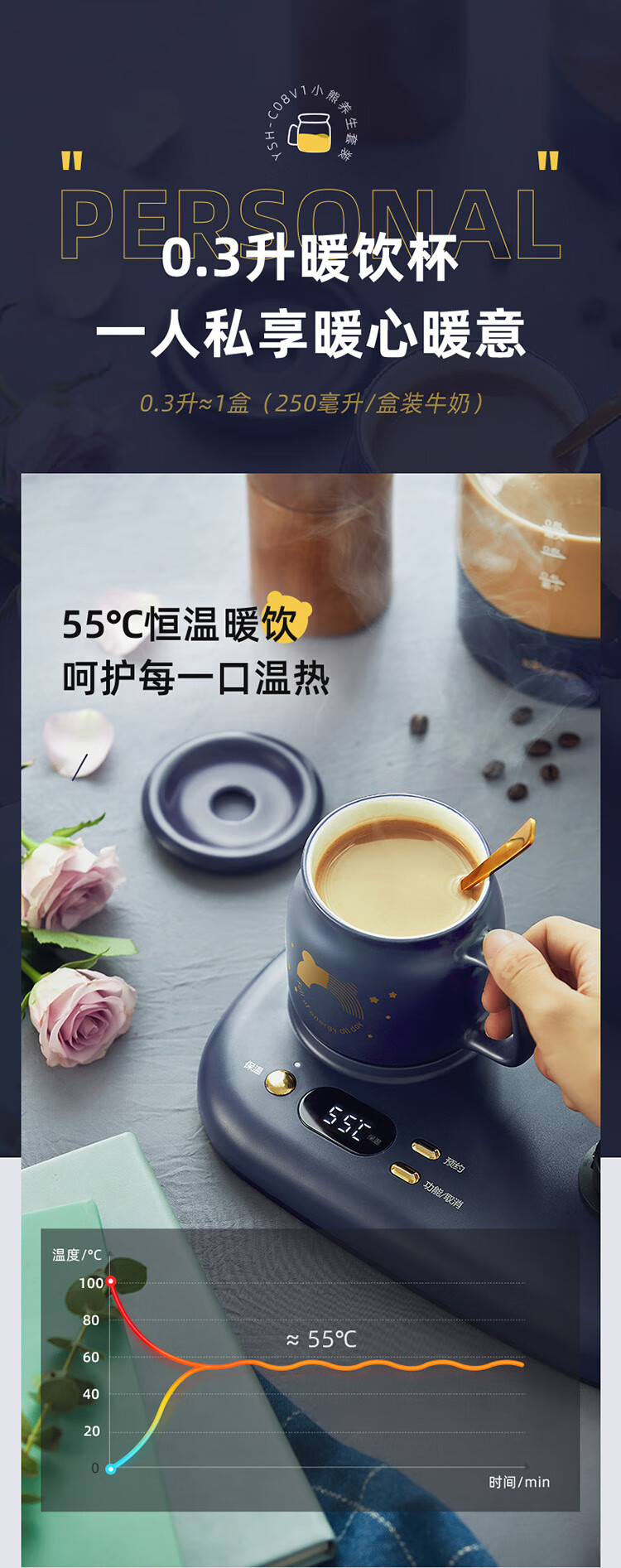 小熊（Bear）迷你养生壶 YSH-C08V1养生杯mini烧水壶 煮茶壶 保温杯垫 多功能花茶壶 电热水壶0.8升