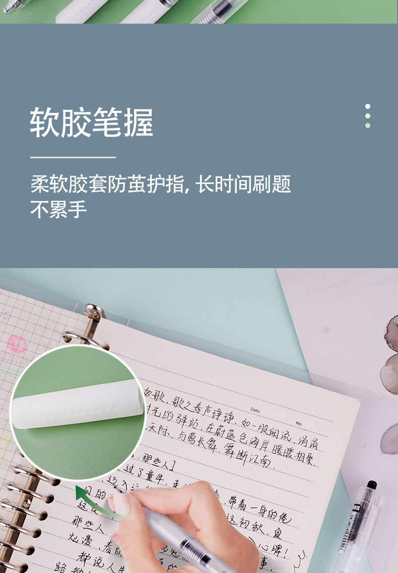 白雪(snowhite) G-303 按动中性笔 0.5m 学生考试用刷题笔 按压式ST笔头水笔 黑色 12支/盒