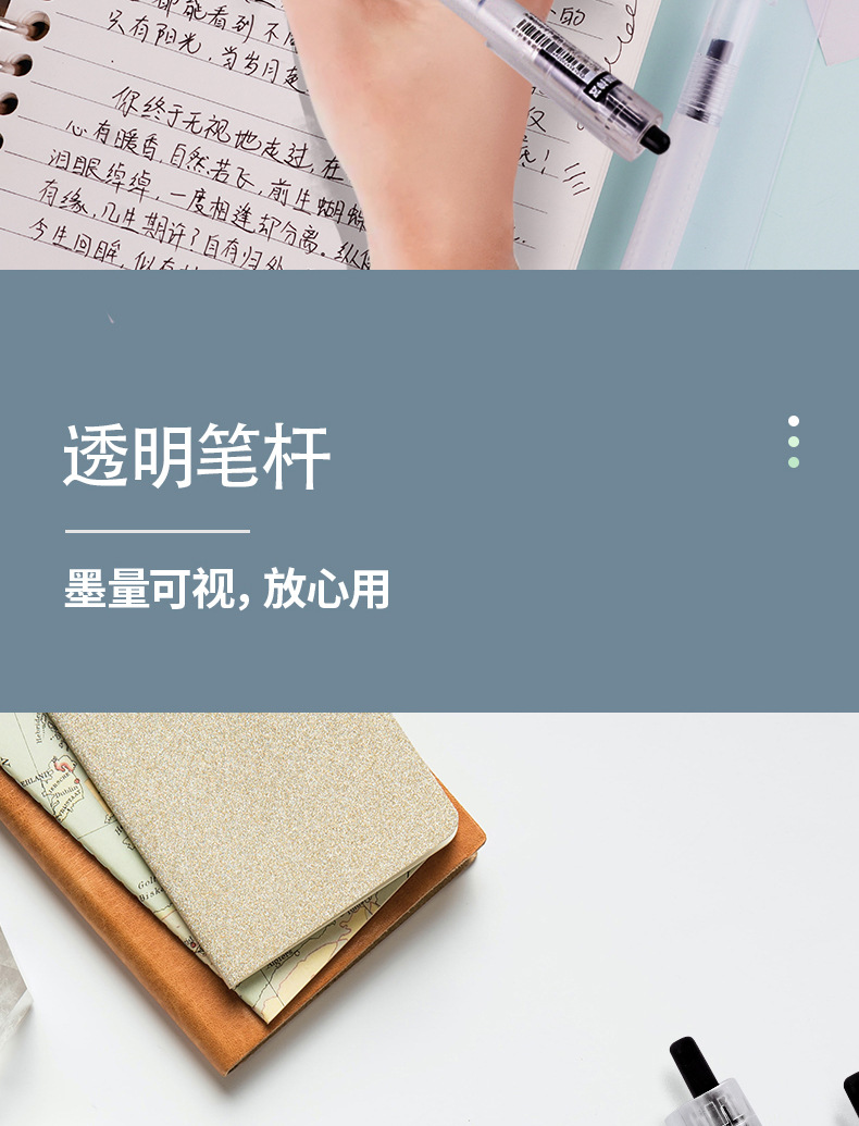 白雪(snowhite) G-303 按动中性笔 0.5m 学生考试用刷题笔 按压式ST笔头水笔 黑色 12支/盒