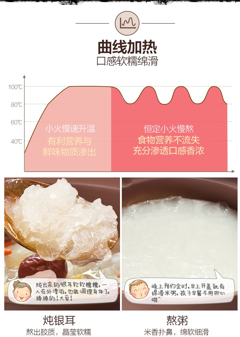 小熊（Bear）电炖锅 紫砂锅电炖盅陶瓷电砂锅 迷你小BB煲 宝宝婴儿煮粥煲汤锅 DDG-D20T5 2L