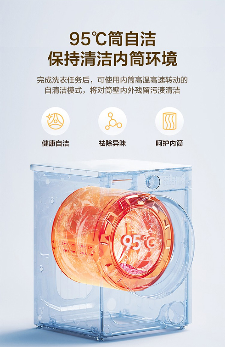 美的（Midea）滚筒洗衣机全自动10公斤洗烘一体洗衣机家用变频大容量空气洗 MD100VT55DG-Y46B（MTSB08XUN ）