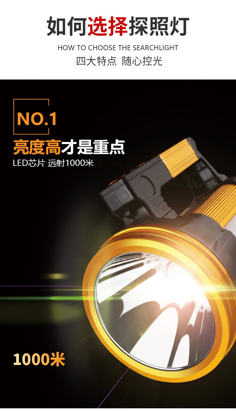三极户外(Tri-polar)TP5020 应急防爆探照灯应急手电筒户外强光探照灯应急三防手电筒180W黄色
