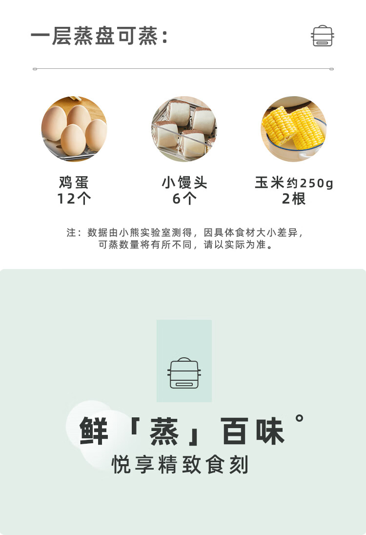 小熊（Bear）煮蛋器 小蒸锅 家用多用途早餐蒸点心 可预约定时 自动断电 双层14个蛋 ZDQ-B06N3