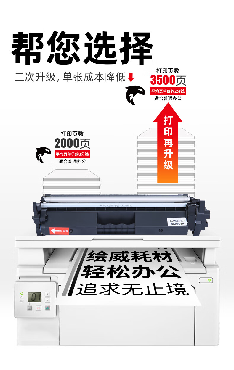绘威CF230A 30A易加粉粉盒2支装带芯片 适用惠普HP M203d/dw M203dn M227d M227fdw M227sdn/fdn硒鼓 墨粉盒