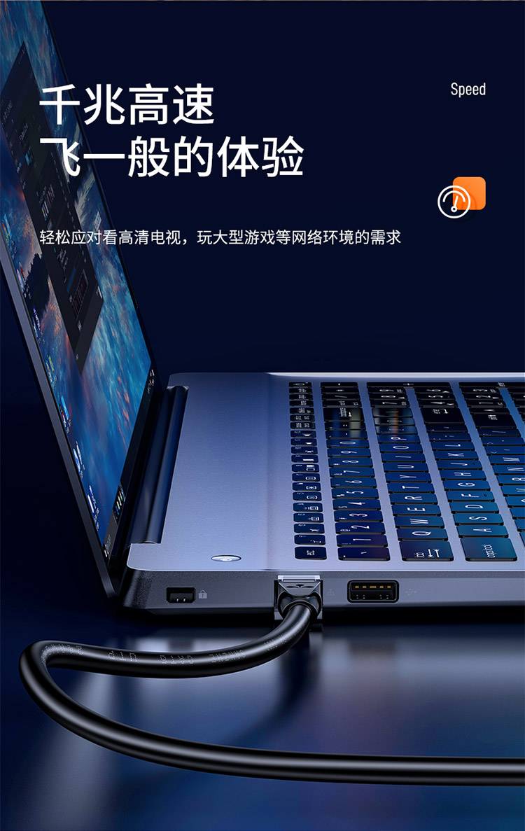 山泽(SAMZHE)六类网线 CAT6类千兆网络跳线 八芯双绞成品网线 电脑路由器宽带网络连接线 黑色3米 WD6030
