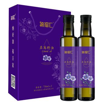 纳福汇食用油春节团购送礼佳品 冷榨亚麻籽油礼盒750ml*2