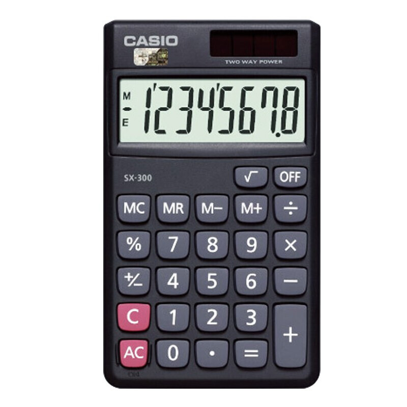 卡西欧（CASIO）SX-300 迷你可爱计算机便携随身小型太阳能计算器 太阳能款