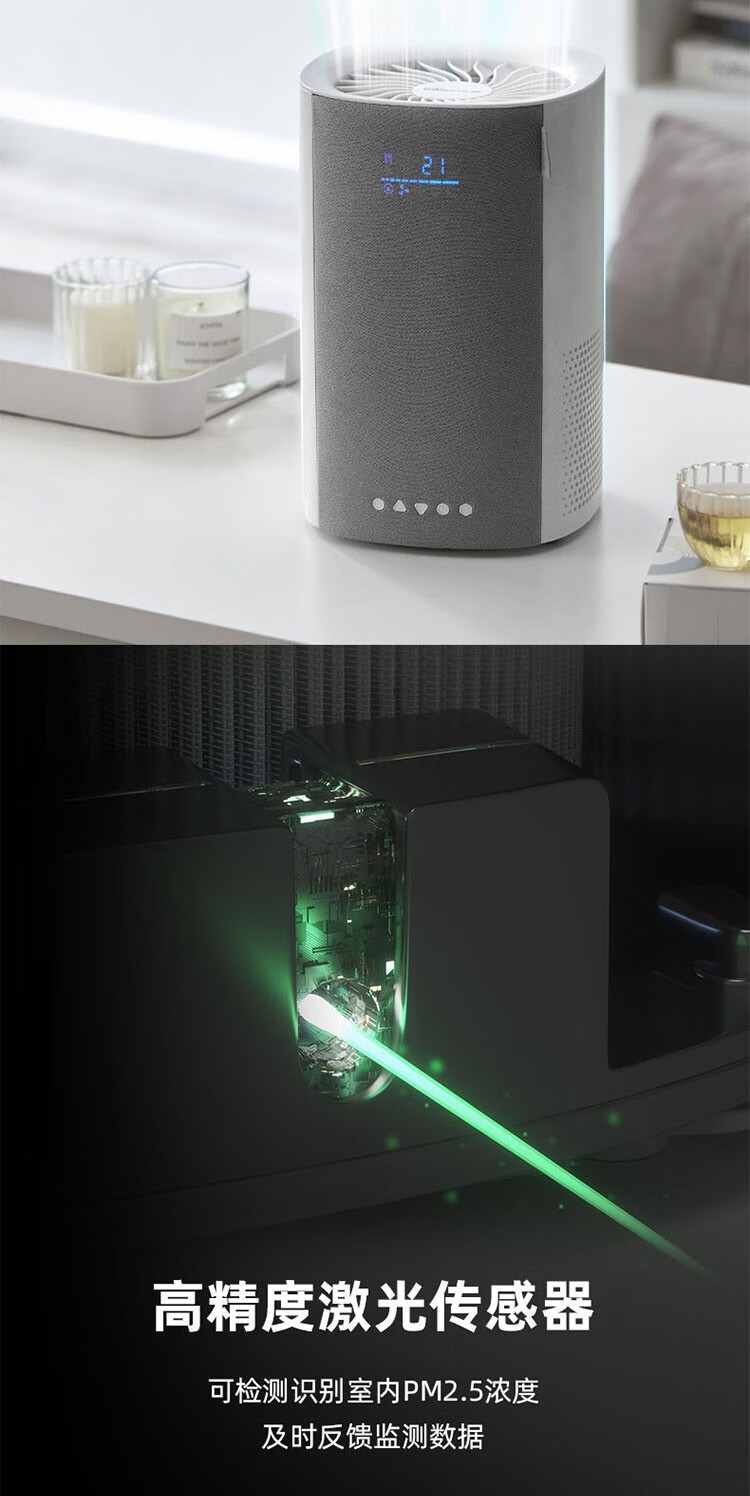 小熊（Bear）空气净化器 JHQ-A12V1  桌面净化器 家用全效净化器 办公室 蓝牙智联母婴净化