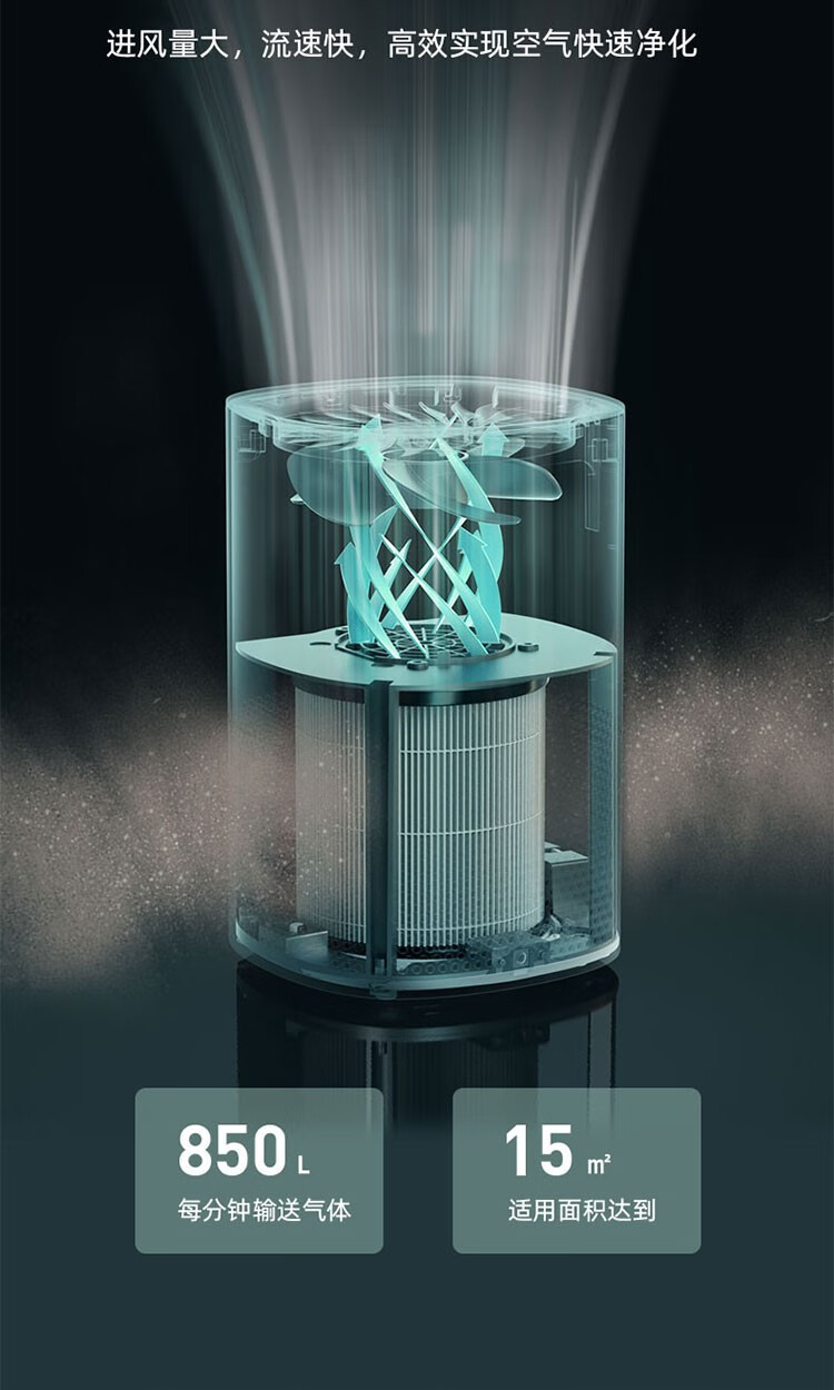 小熊（Bear）空气净化器 JHQ-A12V1  桌面净化器 家用全效净化器 办公室 蓝牙智联母婴净化