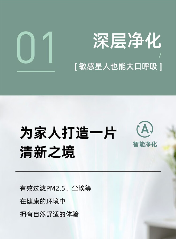 小熊（Bear）空气净化器 JHQ-A12V1  桌面净化器 家用全效净化器 办公室 蓝牙智联母婴净化