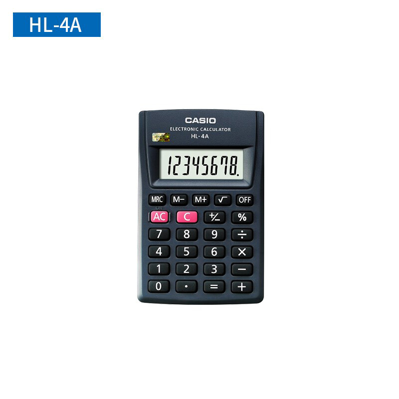 卡西欧（CASIO）便携计算器 掌上学生用翻盖式计算机【宽56MM*高87MM】 HL-4A