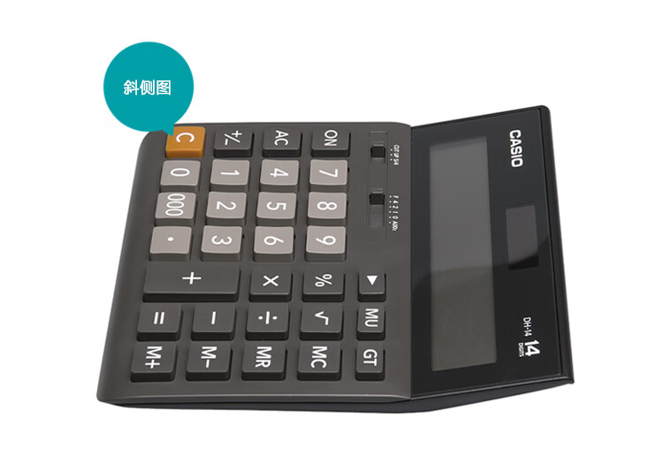 卡西欧（CASIO）中型计算器 14位大额计算机 双电源超宽计算器 专业计算系列 DH-14-BK 黑色