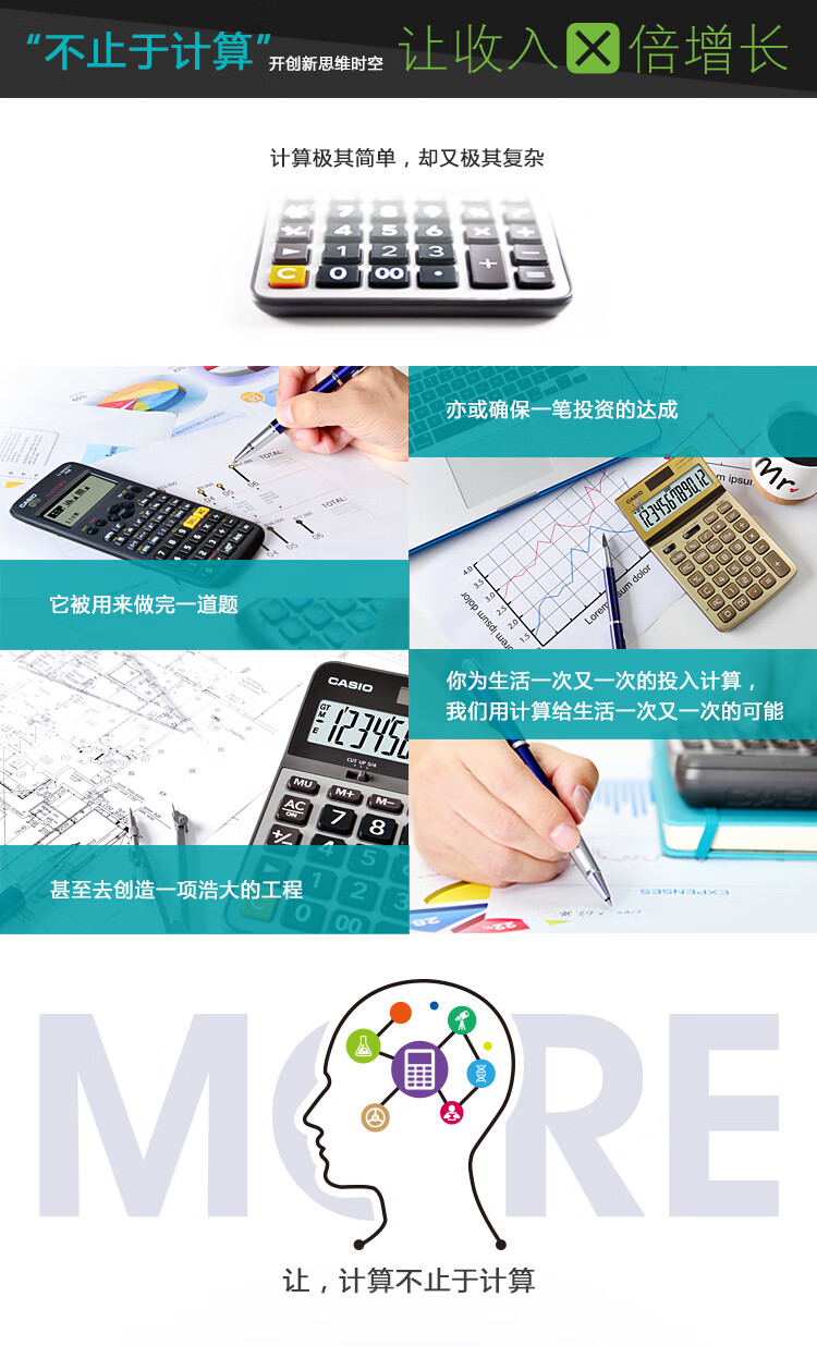 卡西欧（CASIO）中型计算器 14位大额计算机 双电源超宽计算器 专业计算系列 DH-14-WE 白色