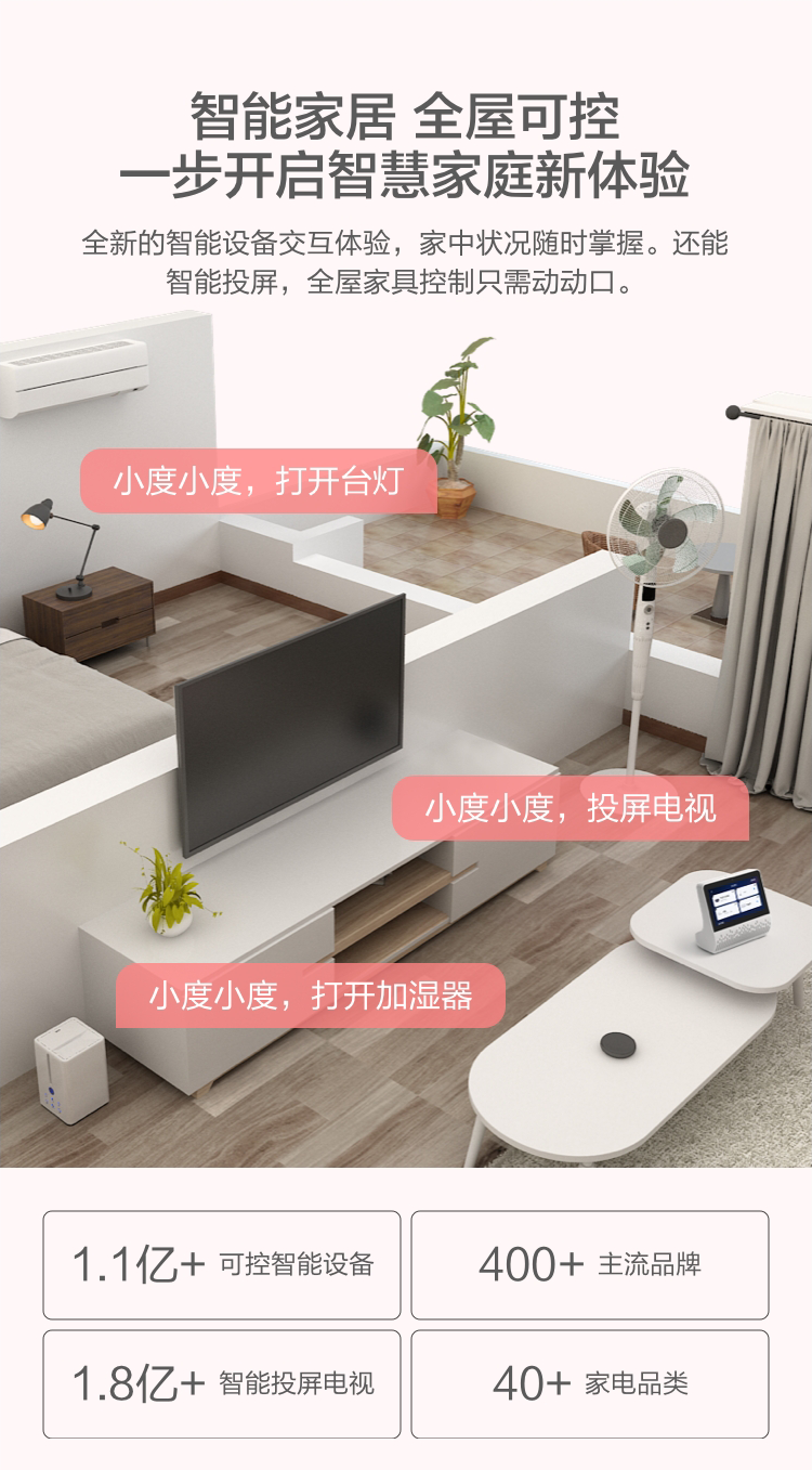 小度智能屏X6 音箱智慧屏百度AI语音遥控触屏音箱智能家居视频通话儿歌讲故事早教机学习机 白色XDH-18-A1
