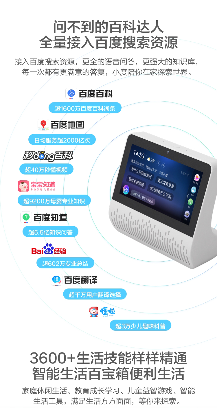 小度智能屏X6 音箱智慧屏百度AI语音遥控触屏音箱智能家居视频通话儿歌讲故事早教机学习机 白色XDH-18-A1