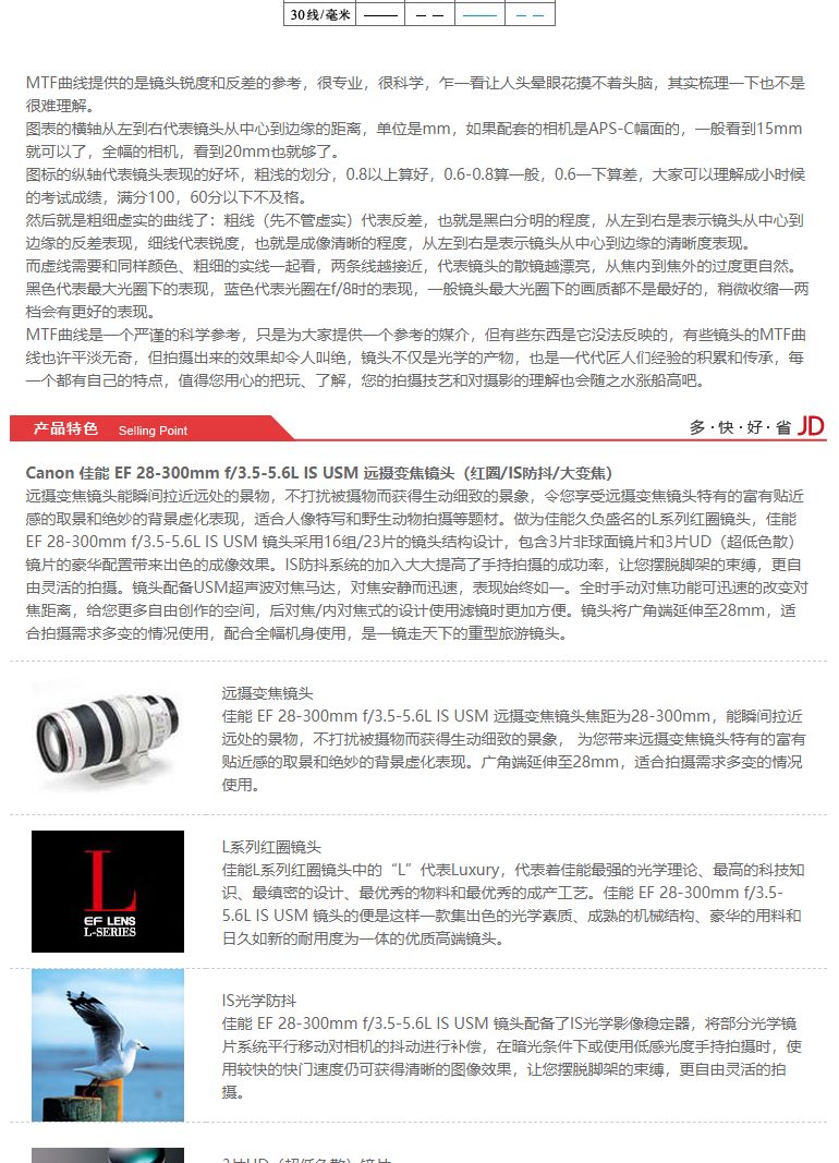 佳能（Canon）EF 28-300mm f/3.5-5.6L IS USM 远摄变焦镜头 全画幅 单反镜头